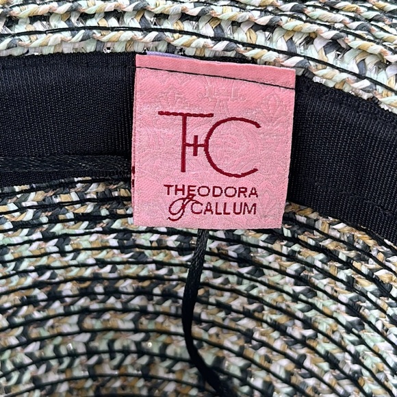 Theodora & Callum Black and White Wide-Brim Straw Hat main image 7